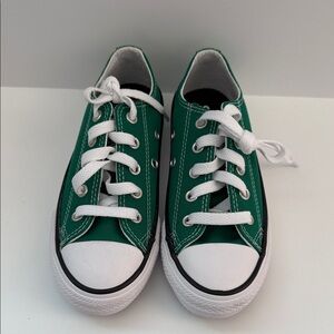 Converse Kids Green Canvas Low-Top Sneakers with White Accents